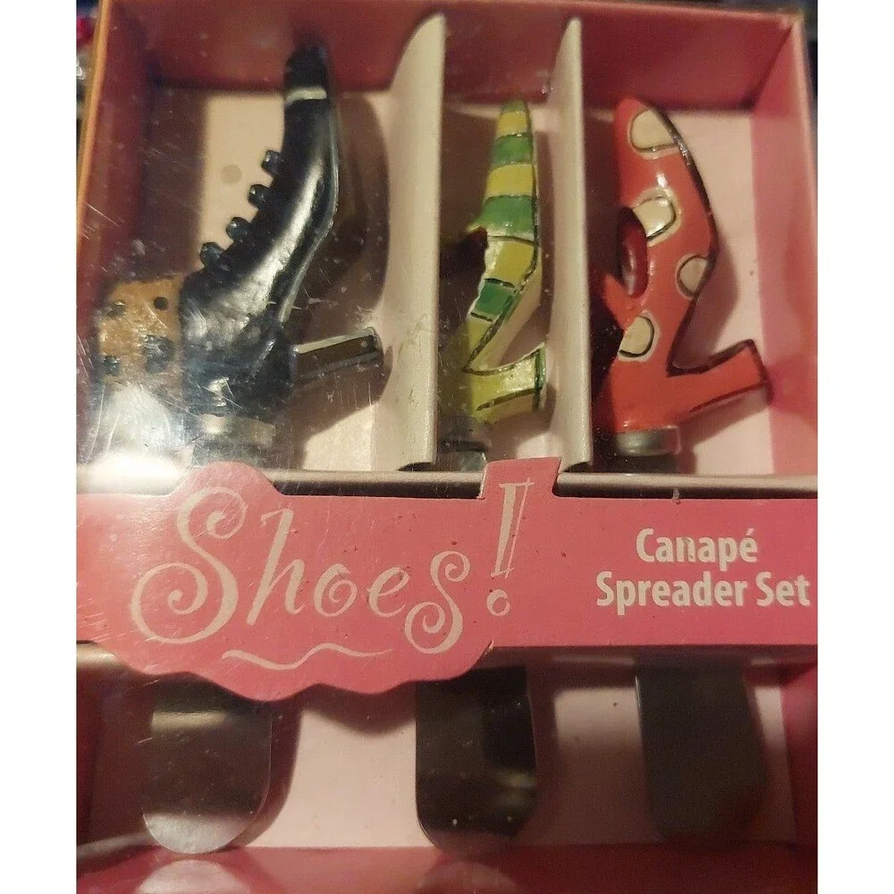 Vintage colorful shoes 3 piece canape set original box spreaders